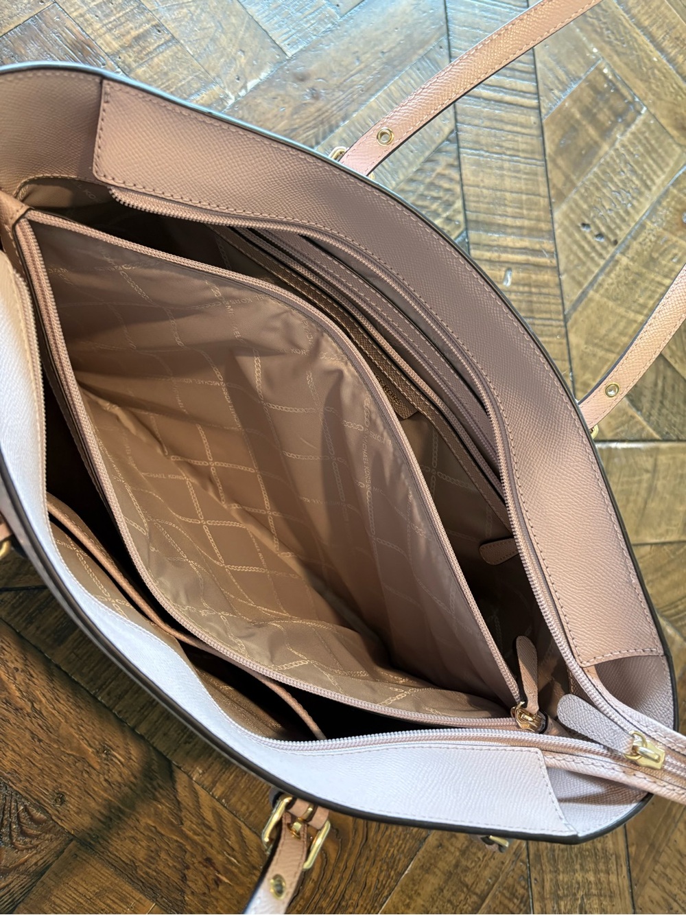 Michael Kors Blush Saffiano Leather Tote with Gold Accent - Picture 6 of 7